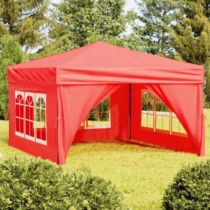 vidaXL Partytent inklapbaar met zijwanden 3x3 m rood, Tuin en Terras, Partytenten, Nieuw, Verzenden