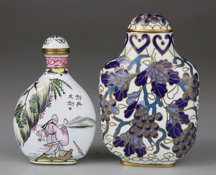 2x zeldzame tabatières, snuiffles, van brons, emaille en, Antiek en Kunst, Antiek | Overige Antiek