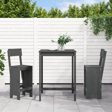 vidaXL 3-delige Tuinbarset massief grenenhout grijs, Verzenden