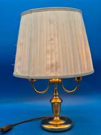 Tischlampe – klassizistisches Design – Messing, Stoffschirm, Antiek en Kunst