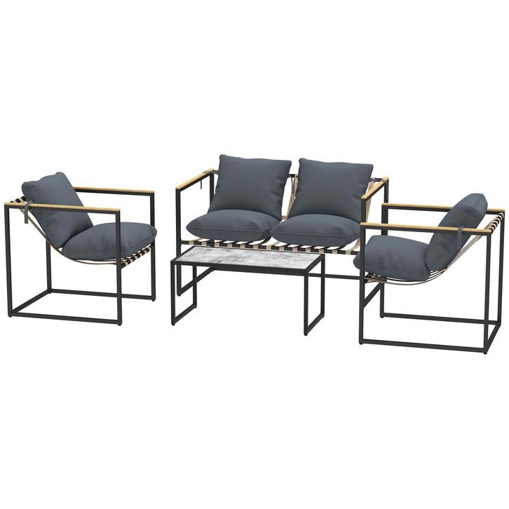 Tuinmeubelset - Weerbestendig - Balkonmeubelset - Grijs, Tuin en Terras, Tuinsets en Loungesets, Nieuw, Ophalen of Verzenden