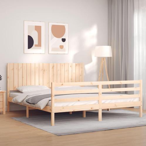 vidaXL Bedframe met hoofdbord massief hout, Huis en Inrichting, Slaapkamer | Bedden, Nieuw, Verzenden