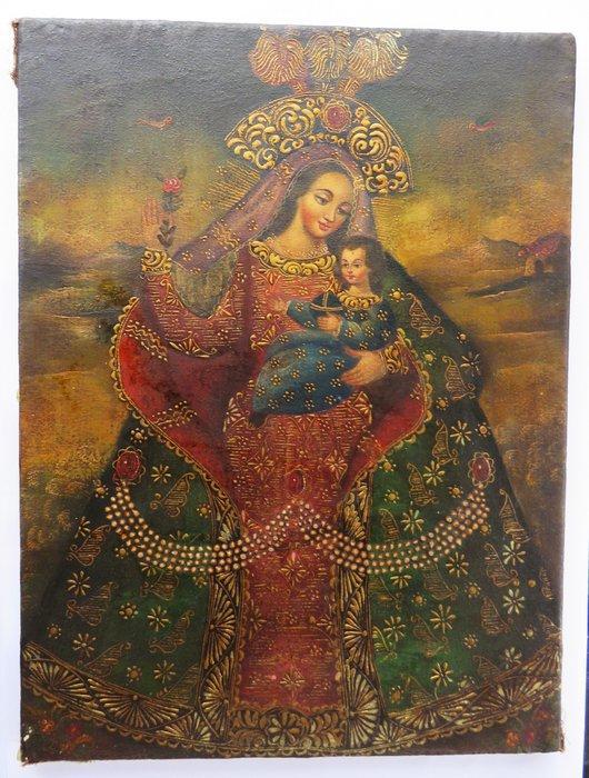 Cuzco school (XX) - Madonna con Bambino, Antiquités & Art, Art | Peinture | Classique