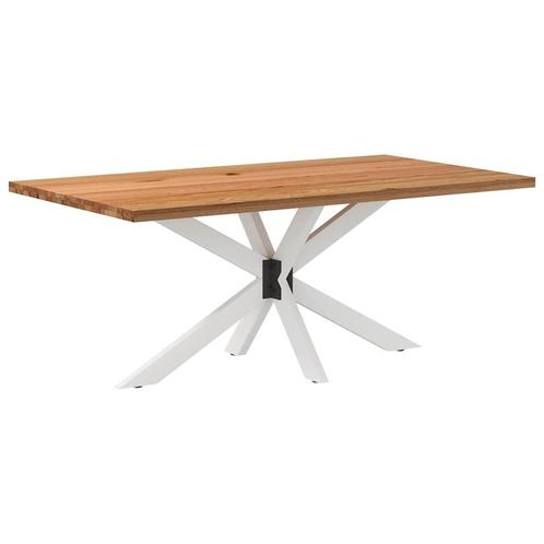 vidaXL Eettafel rechthoekig 180x100x74 cm massief eikenhout, Huis en Inrichting, Tafels | Eettafels, Nieuw, Verzenden