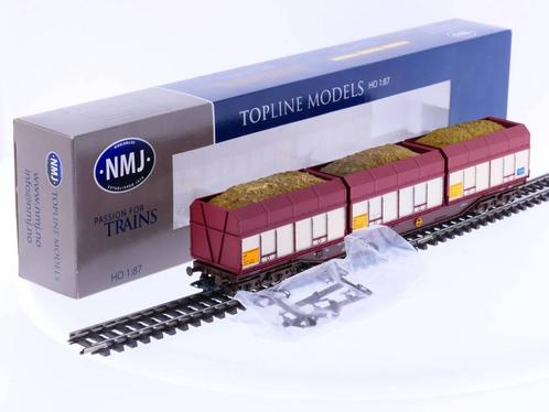Schaal H0 NMJ 505.401 NSB Containertragwagens houtsnipper..., Hobby en Vrije tijd, Modeltreinen | H0, Gelijkstroom, Overige typen