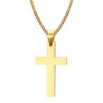 Fako Bijoux® - Ketting - Kruis - Staal - Goudkleurig, Handtassen en Accessoires, Kettingen, Verzenden, Nieuw