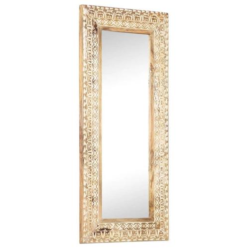 vidaXL Spiegel handgesneden 110x50x2,6 cm massief mangohout, Huis en Inrichting, Woonaccessoires | Spiegels, Nieuw, Verzenden
