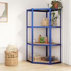 vidaXL Hoekrek 4-laags staal en bewerkt hout blauw, Huis en Inrichting, Verzenden, Nieuw