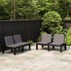 vidaXL Loungebanken 2 st met kussens kunststof grijs, Tuin en Terras, Tuinsets en Loungesets, Verzenden, Nieuw