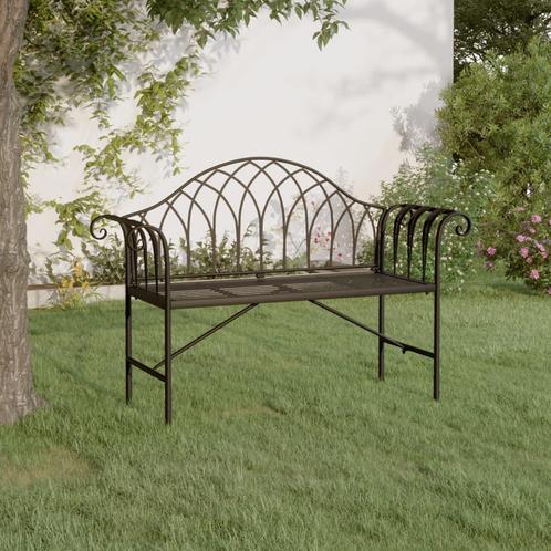 vidaXL Tuinbank 2-zits 128 cm staal zwart, Tuin en Terras, Tuinsets en Loungesets, Nieuw, Verzenden
