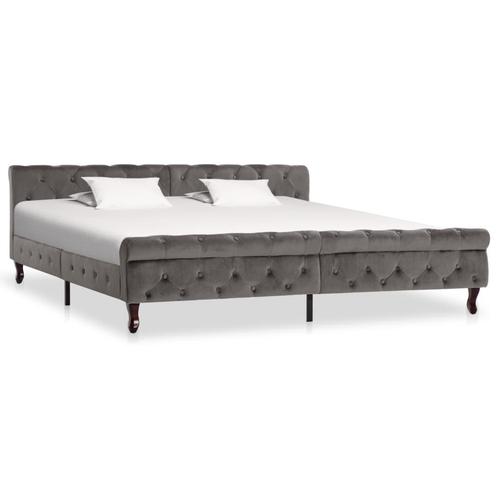 vidaXL Bedframe fluweel grijs 200x200 cm, Huis en Inrichting, Slaapkamer | Bedden, Nieuw, Verzenden