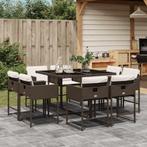vidaXL 9-delige Tuinset met kussens poly rattan bruin, Tuin en Terras, Verzenden, Nieuw, Tuinset