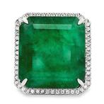 Ring Platina - 21.29ct. tw. Smaragd - Diamant - Zambia,, Handtassen en Accessoires, Ringen, Nieuw
