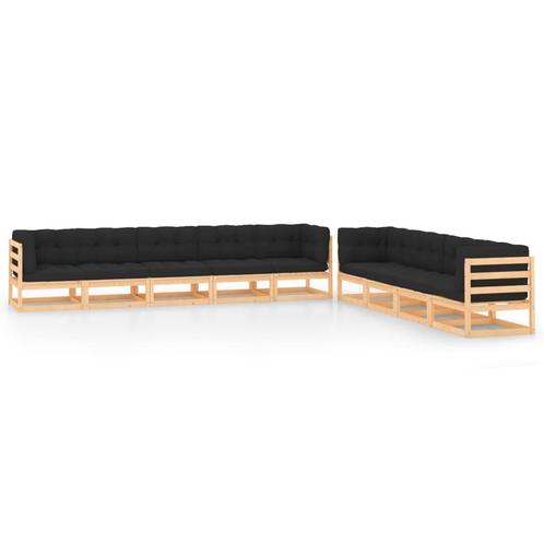 vidaXL 9-delige Loungeset met antracietkleurige kussens, Tuin en Terras, Tuinsets en Loungesets, Loungeset, Nieuw, Verzenden
