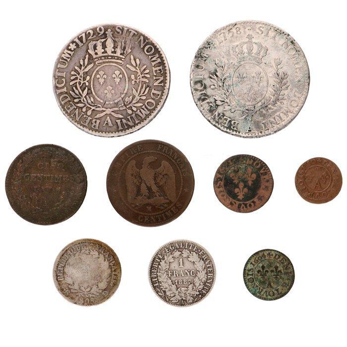 France. Mixed 1604/1887 (9 stuks) (Sans Prix de Réserve), Postzegels en Munten, Munten | Europa | Niet-Euromunten