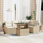 vidaXL 6-delige tuinsofa set met kussens in beige poly, Tuin en Terras, Verzenden, Nieuw