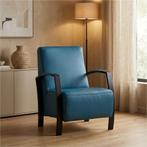 Leren fauteuil Glory - Toledo Turquoise (blauw), Huis en Inrichting, Nieuw, Ophalen of Verzenden, 50 tot 75 cm, Industrieel, Modern