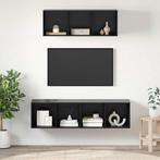 vidaXL TV Kast Set Wandgemonteerd 2 pcs Zwart eiken Bewerkt, Huis en Inrichting, Verzenden, Nieuw