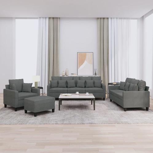 vidaXL 4-delige Loungeset met kussens stof donkergrijs, Huis en Inrichting, Zetels | Zetels, Nieuw, Verzenden