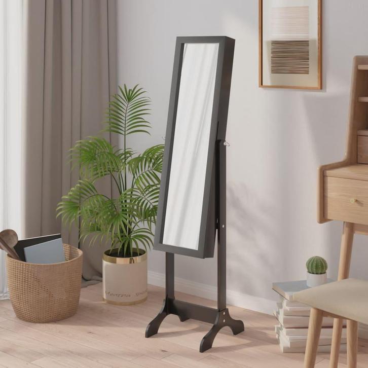 vidaXL Spiegel vrijstaand 34x37x146 cm zwart, Huis en Inrichting, Woonaccessoires | Spiegels, Nieuw, Verzenden