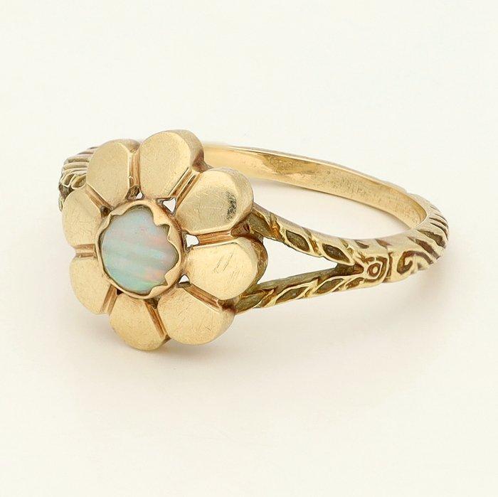 Ring - 14 karaat Geel goud Opaal, Handtassen en Accessoires, Ringen