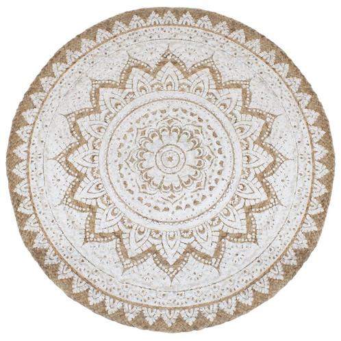 vidaXL Tapijt met print rond 210 cm gevlochten jute, Huis en Inrichting, Stoffering | Tapijten en Vloerkleden, Nieuw, Verzenden