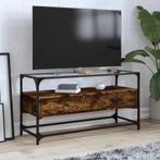 vidaXL Tv-meubel met glazen blad 98x35x51 cm hout gerookt, Huis en Inrichting, Kasten |Televisiemeubels, Verzenden, Nieuw