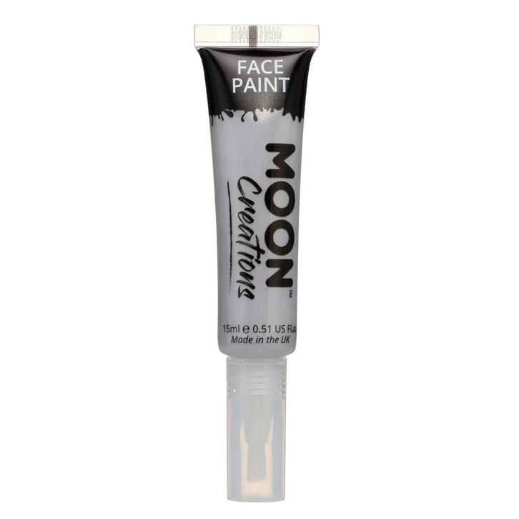 Moon Creations Face Paint with Brush Applicator Grey 15ml, Hobby en Vrije tijd, Feestartikelen, Nieuw, Verzenden