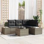 vidaXL 5-delige tuinsofa set met kussens in grijs poly, Tuin en Terras, Verzenden, Nieuw