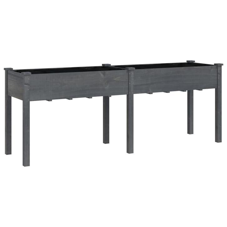 Grote Plantenbak Hout Grijs 203cm | Tweede Kansje | OP = OP, Tuin en Terras, Bloembakken en Plantenbakken, 60 cm of meer, 100 cm of meer