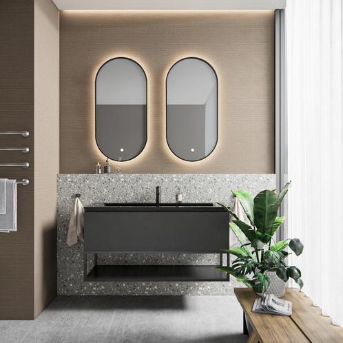 Badkamermeubelset BWS Anubis Frame 120cm 1 Lade Mat Zwart, Doe-het-zelf en Bouw, Sanitair, Bad, Nieuw, Ophalen of Verzenden