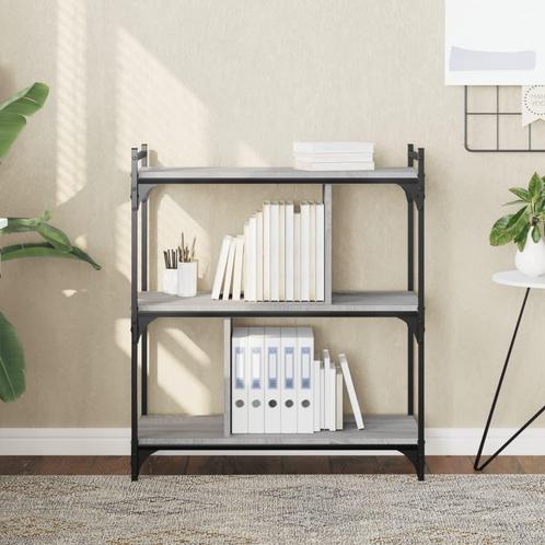 vidaXL Boekenkast 3-laags 76x32x88 cm bewerkt hout grijs, Huis en Inrichting, Kasten | Boekenkasten, Nieuw, Verzenden