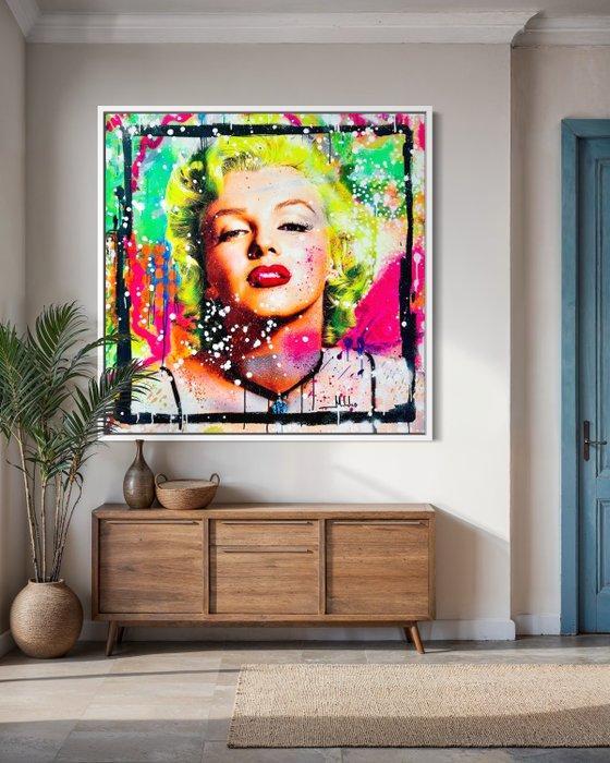 Mikko - Marilyn Monroe Fluor Party On Frame - XL (No reserve, Antiek en Kunst, Kunst | Schilderijen | Modern