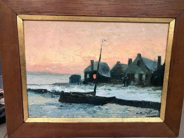 Willem G Delsaux ( 1862-1945) - Havengezicht, Antiek en Kunst, Kunst | Schilderijen | Klassiek