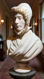 Buste, Nobildonna del 19° secolo - 70 cm - Marmo Bianco, Antiek en Kunst