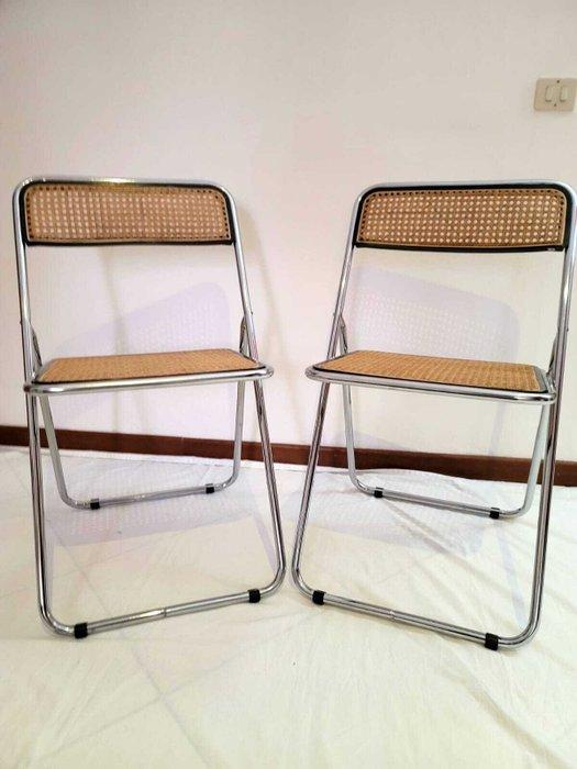 Chaise - - Deux chaises en métal et tubulaire chromé, avec, Antiek en Kunst, Kunst | Designobjecten