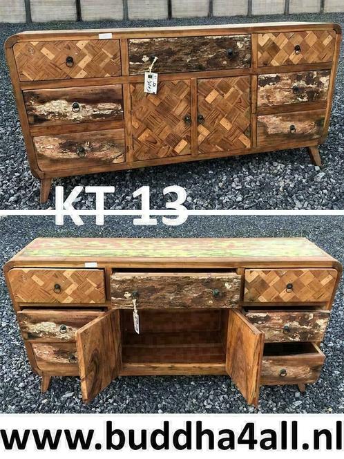 NU KORTING op gerecycled hout meubels! Tv-meubel, dressoir, Maison & Meubles, Armoires | Commodes, Enlèvement ou Envoi