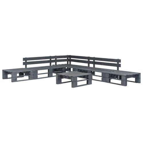 vidaXL 6-delige Loungeset pallet hout grijs, Tuin en Terras, Tuinsets en Loungesets, Loungeset, Nieuw, Verzenden