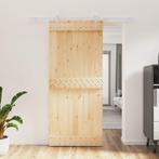 vidaXL Schuifdeur met beslag 90x210 cm massief grenenhout, Doe-het-zelf en Bouw, Deuren en Vliegenramen, Verzenden, Nieuw