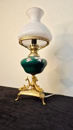 Tafellamp - Opaline glas - Bloemen - Groen, Antiek en Kunst