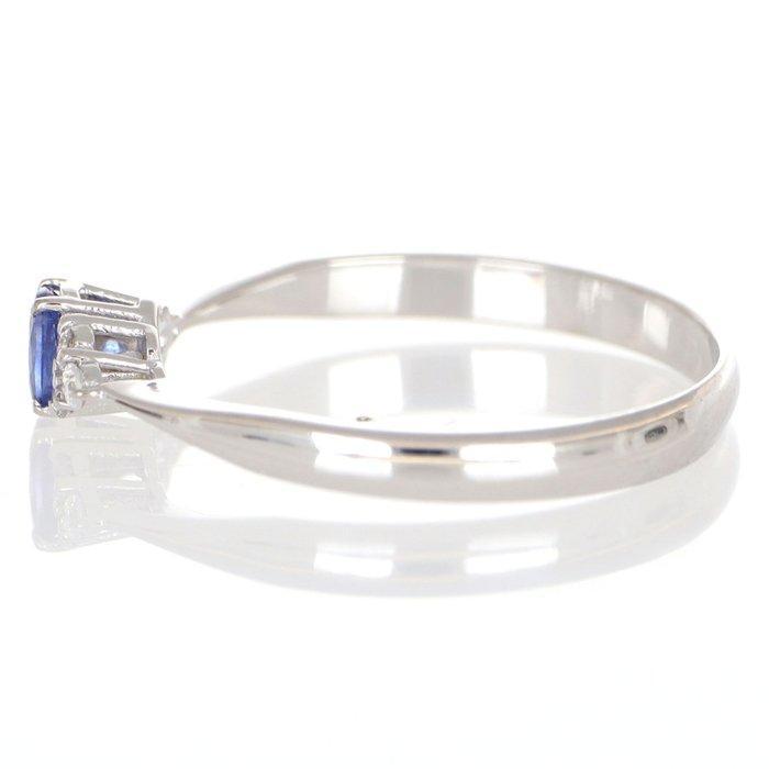 Zonder Minimumprijs - Ring - 18 karaat Witgoud Saffier -, Handtassen en Accessoires, Ringen