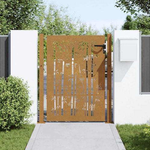 vidaXL Poort 105x130 cm bamboe-ontwerp cortenstaal, Tuin en Terras, Tuinpoorten, Nieuw, Verzenden