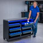 Datona Werkbank PREMIUM RVS werkblad met opbergbakken – 136, Doe-het-zelf en Bouw, Werkbanken, Ophalen of Verzenden, Nieuw