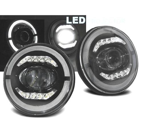 Phares Pour Jeep Wrangler 96-18 Angel Eyes Full Led Noir, Auto-onderdelen, Verlichting, Verzenden