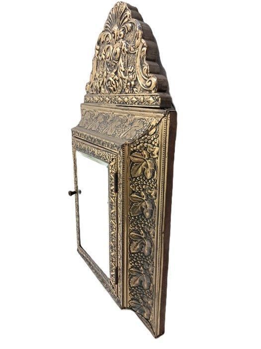 Spiegel - Glas, Messing - facet - geslepen 57 cm, Antiek en Kunst, Curiosa en Brocante