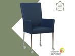 Leren eetkamerstoel Deal met armleuning - Toledo Kobalt, Huis en Inrichting, Stoelen, Blauw, Nieuw, Leer, Ophalen of Verzenden