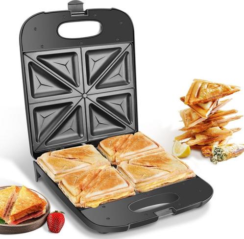 Aigostar Sandwich Maker - Tosti ijzer - 1400W - Zwart, Huis en Inrichting, Woonaccessoires | Overige, Verzenden