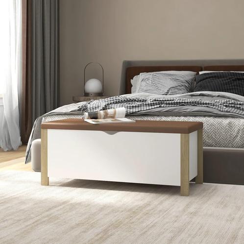 vidaXL Opbergbox en kussen 105x40x45 cm spaanplaat wit en, Huis en Inrichting, Kasten | Overige, Nieuw, Verzenden