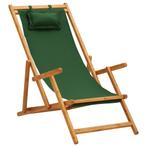 vidaXL Strandstoel inklapbaar massief eucalyptushout en stof, Tuin en Terras, Tuinstoelen, Verzenden, Nieuw
