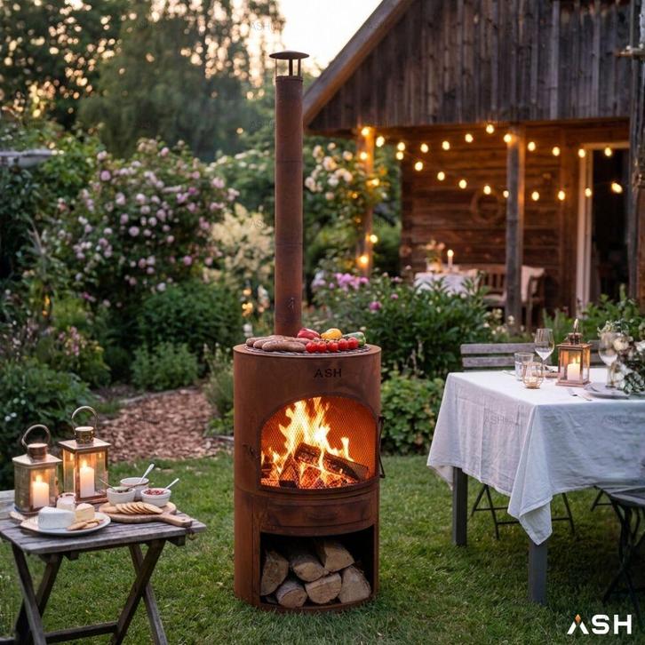 ASH® - Sunset - Tuinhaard met BBQ - Cortenstaal, Huis en Inrichting, Kachels, Nieuw, Verzenden